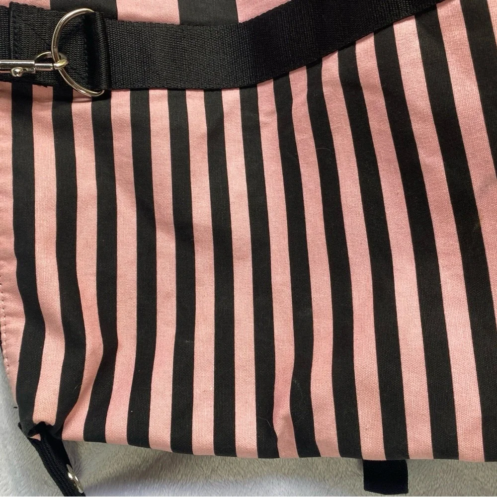 Victoria's Secret Weekenders Women's Pink Black Striped Duffle Bag - Picture 5 of 10